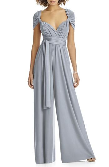 Women's Dessy Collection Convertible Wide Leg Jersey Jumpsuit - Metallic