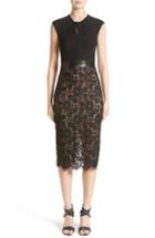 Women's Michael Kors Leather Trim Jersey & Lace Sheath Dress - Black