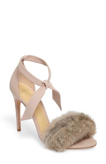 Women's Alexandre Birman Clarita Genuine Rabbit Fur Sandal M - Beige