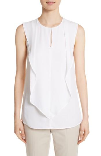 Women's St. John Collection Satin Silk Georgette Shell, Size - White
