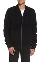 Men's Vince Fleece Wool Blend Bomber Jacket, Size - Black