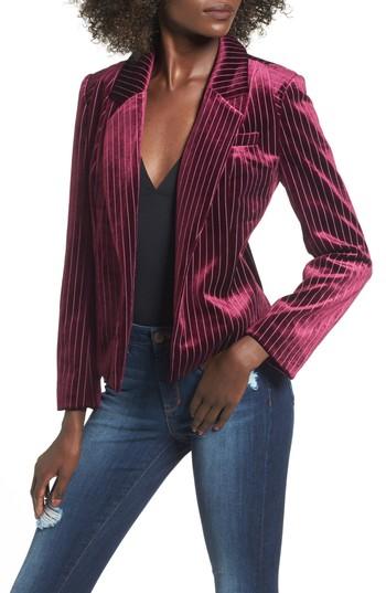 Women's Leith Stripe Velour Blazer - Red