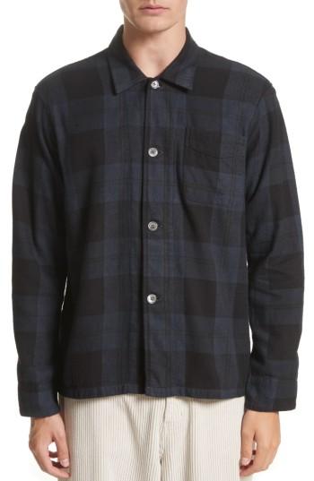 Men's Our Legacy Box Plaid Flannel Sport Shirt Eu - Black