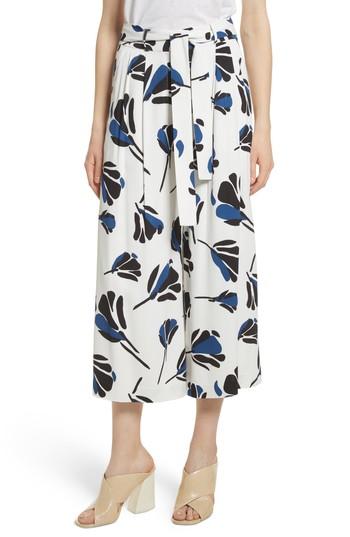 Women's Grey Jason Wu Print Crepe Pants - White