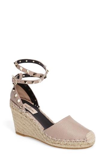 Women's Valentino Rockstud Espadrille Wedge Us / 36eu - Beige
