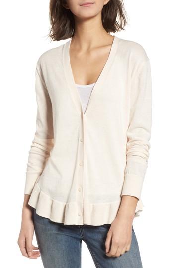 Women's Hinge Ruffle Hem Cardigan, Size - Pink