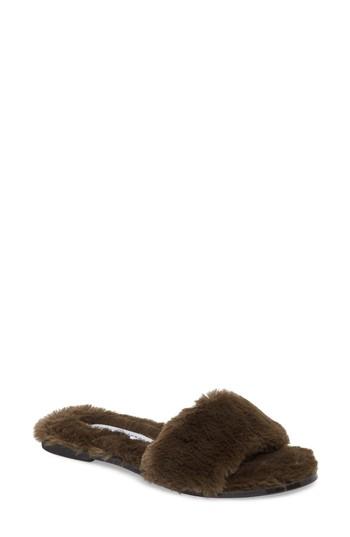Women's Chinese Laundry Mulholland Faux Fur Slide Sandal M - Green