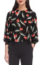 Women's Whistles Tulip Print Puff Sleeve Top Us / 14 Uk - Black