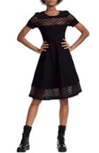 Women's Maje Lattice Illusion Lace Detail Fit & Flare Dress - Black