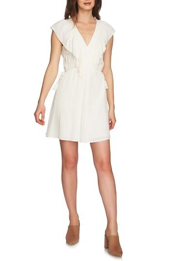 Women's 1.state V-neck Ruffle Edge Dress, Size - Ivory