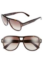 Women's Tom Ford Philippa 55mm Gradient Round Aviator Sunglasses - Black/ Gradient Brown Flash