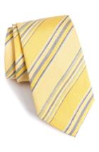 Men's David Donahue Stripe Linen & Silk Tie, Size - Yellow