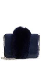 Loeffler Randall Lock Genuine Fox Fur Shoulder Bag - Blue