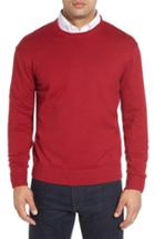 Men's Robert Talbott 'jersey Sport' Cotton Blend Crewneck Sweater - Burgundy