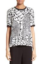 Women's Yigal Azrouel Leo Print Twill Tee - Black