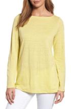 Women's Eileen Fisher Organic Linen Bateau Neck Sweater - Yellow