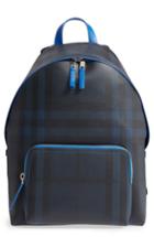 Men's Burberry Check Faux Leather Backpack - Blue