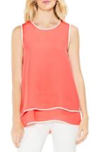 Women's Vince Camuto Double-layer Colorblock Top, Size - Orange