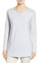 Women's Eileen Fisher Boxy Ribbed Wool Sweater, Size - Blue