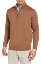 Men's Peter Millar Crown Soft Wool Blend Quarter Zip Sweater - Brown