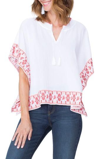 Women's Nydj Cascade Embroidery Popover Top - White
