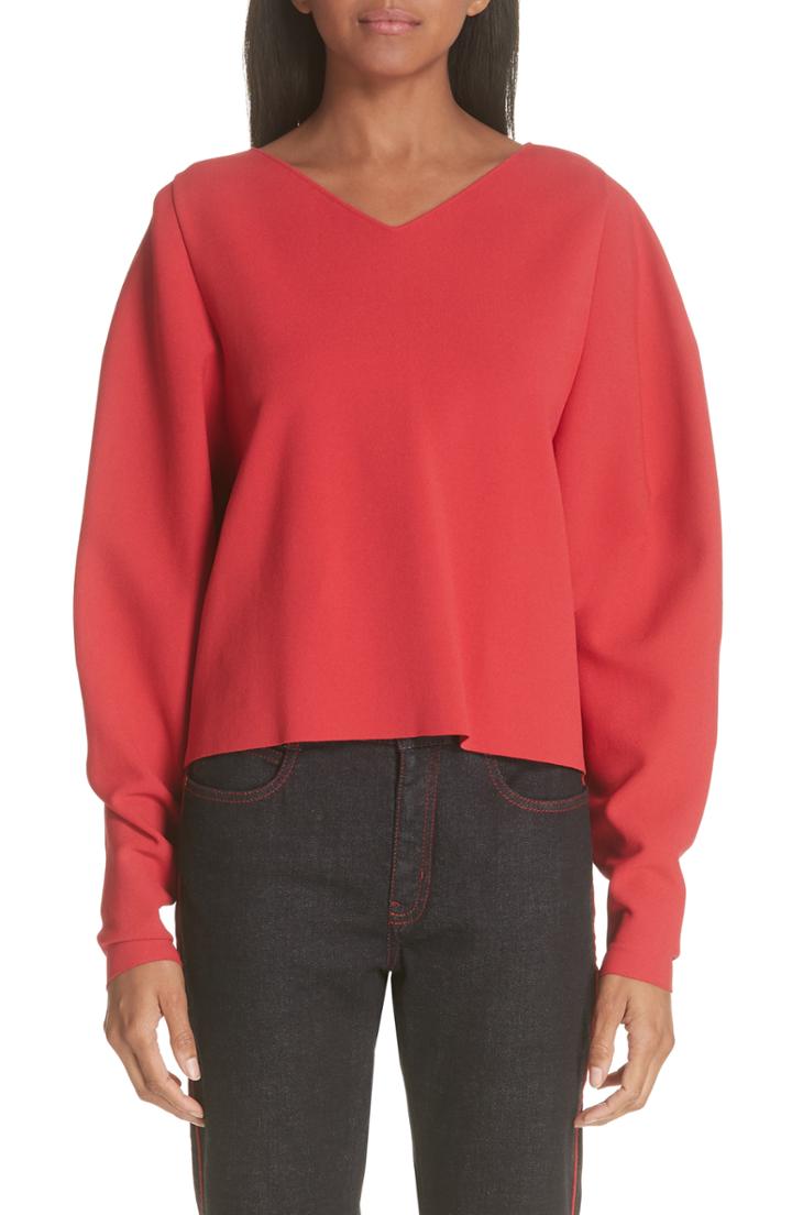 Women's Stella Mccartney Zip Sleeve Milano Stitch Sweater Us / 40 It - Red