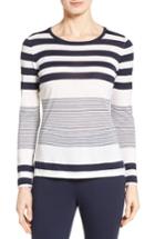Women's Nordstrom Collection Engineered Stripe Cashmere Pullover