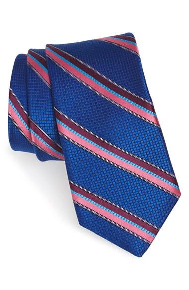 Men's Ted Baker London Stripe Woven Silk Tie, Size - Blue