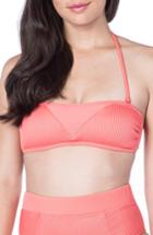 Women's The Bikini Lab Rib-thym Bandeau Bikini Top - Coral