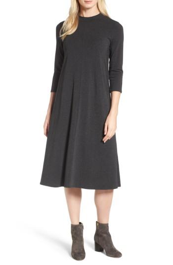 Women's Eileen Fisher Stretch Tencel Lyocell Midi Dress - Grey