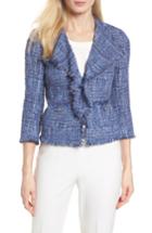 Women's Anne Klein Fringe Tweed Jacket - Blue