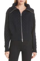 Women's Self-portrait Crop Cable Knit Cardigan - Blue