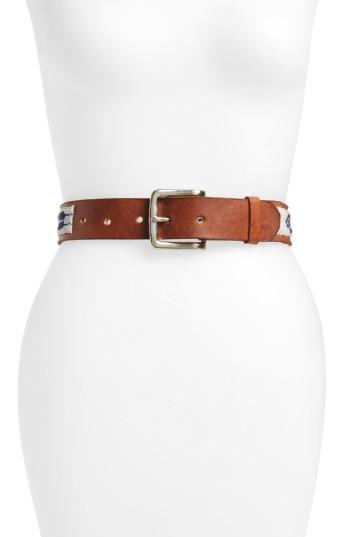 Women's Aspiga Feather Beaded Leather Belt - Pearl