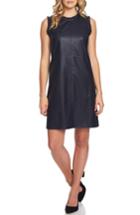 Women's Cece Ruffle Detail Faux Leather Shift Dress - Blue