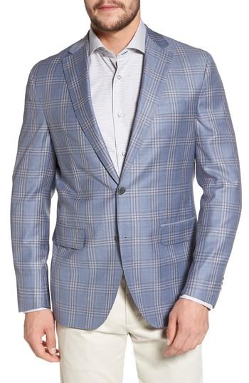 Men's David Donahue Arnold Classic Fit Plaid Wool Sport Coat L - Blue