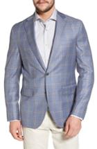 Men's David Donahue Arnold Classic Fit Plaid Wool Sport Coat L - Blue