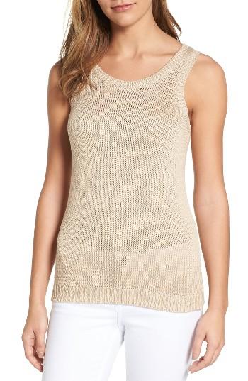Petite Women's Halogen Tape Yarn Tank, Size P - Brown