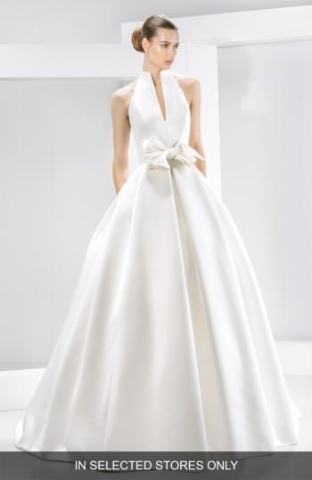 Women's Jesus Peiro Bow Detail Satin Halter Dress, Size - Ivory