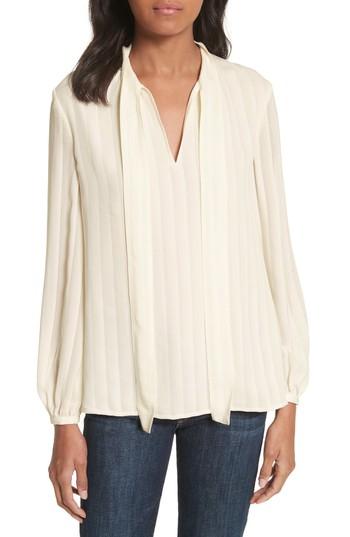 Women's Tory Burch Emma Bow Neck Silk Blouse - White