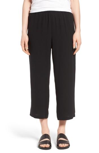 Petite Women's Eileen Fisher Silk Crop Pants P - Black