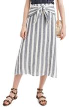 Women's J.crew Point Sur Nautical Stripe Tie-waist Linen Skirt - Blue