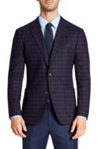 Men's Bonobos Jetsetter Slim Fit Plaid Wool Blend Sport Coat S - Burgundy
