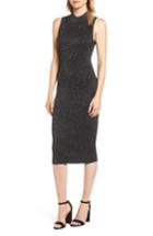 Women's Chelsea28 Metallic Ribbed Body-con Dress, Size - Black