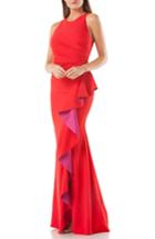 Women's Carmen Marc Valvo Couture Infusion Ruffle Gown - Red