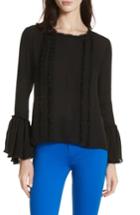 Women's L'agence Gilda Ruffle Trim Silk Top - Black