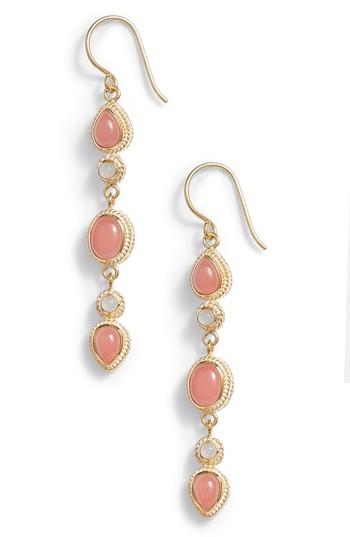 Women's Anna Beck Guava Quartz & Moonstone Linear Drop Earrings