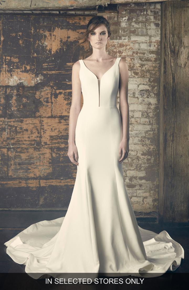 Women's Sareh Nouri Eve Crepe Trumpet Gown, Size - Ivory