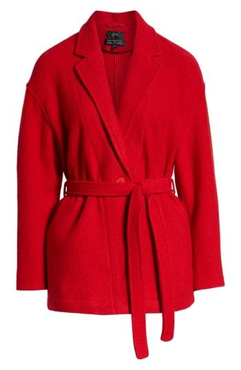 Women's J.crew Camille Short Boiled Wool Wrap Coat - Red