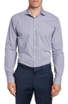 Men's Nordstrom Men's Shop Tech-smart Trim Fit Stretch Plaid Dress Shirt 34/35 - Blue