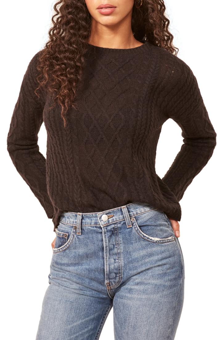 Women's Reformation Fisherman Sweater - Black